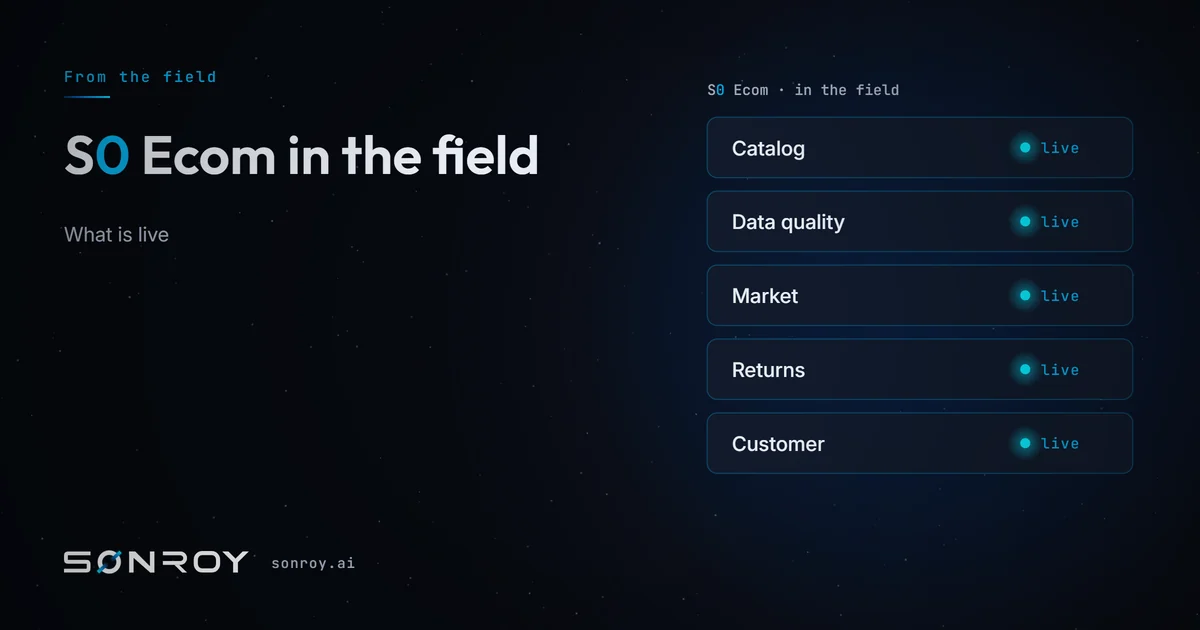S0 Ecom in the field: what is live