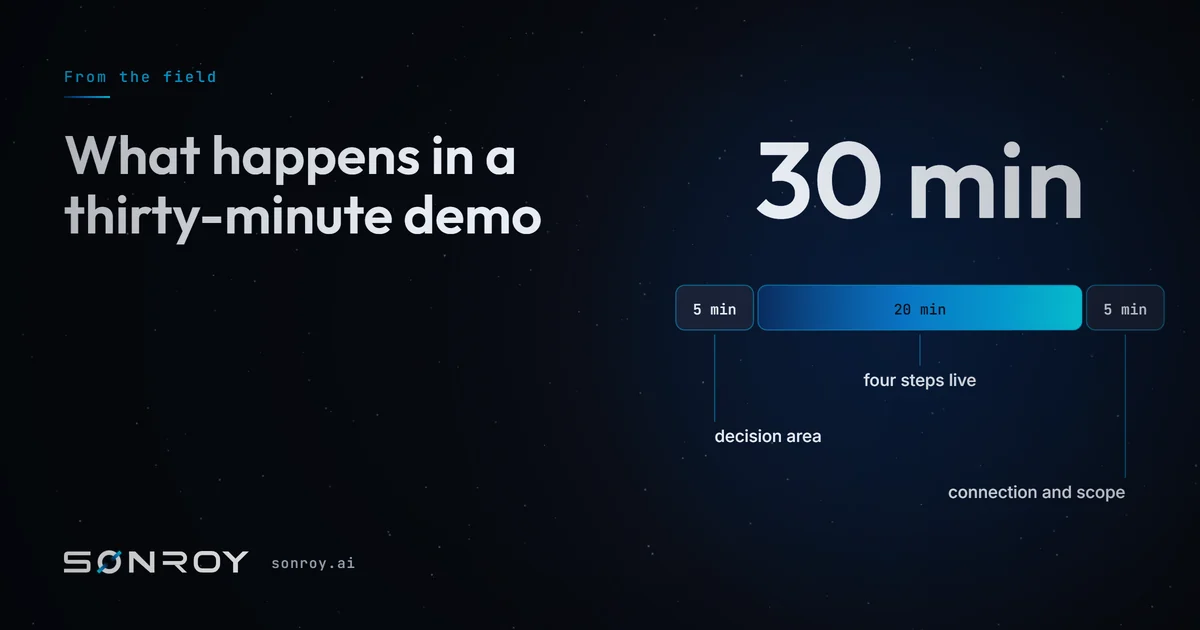 What happens in a thirty-minute demo